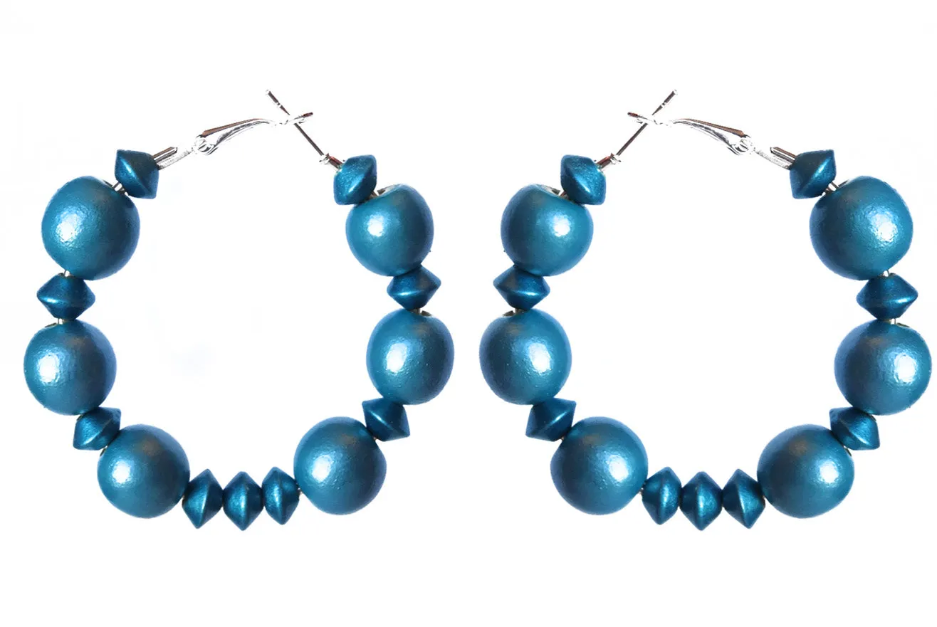 Metallic Accent Hoop Earrings