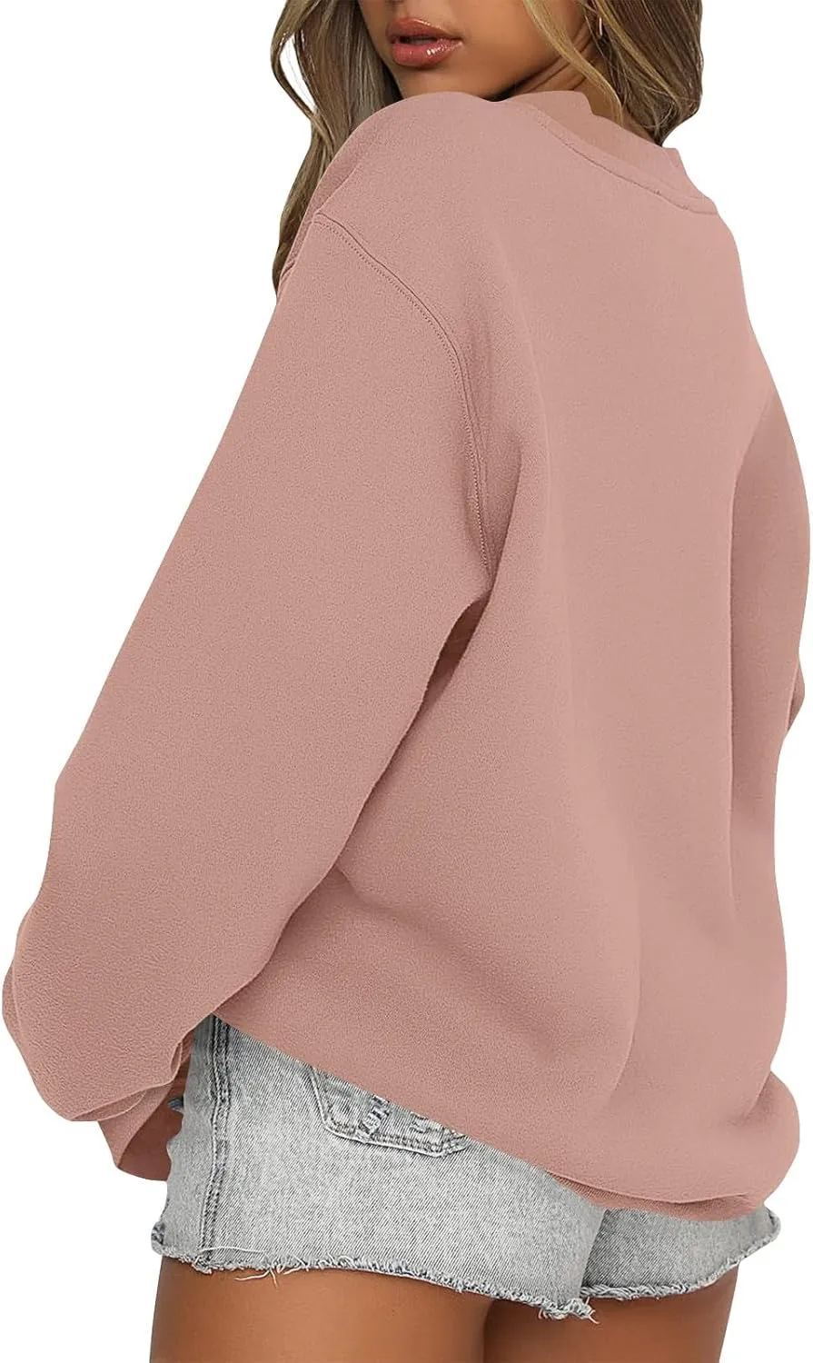 midelxp Oversized Crewneck Sweatshirts Women Soft Fleece Long Sleeve Casual Pullover Top Comfy Cute Hoodies for Teen Girls