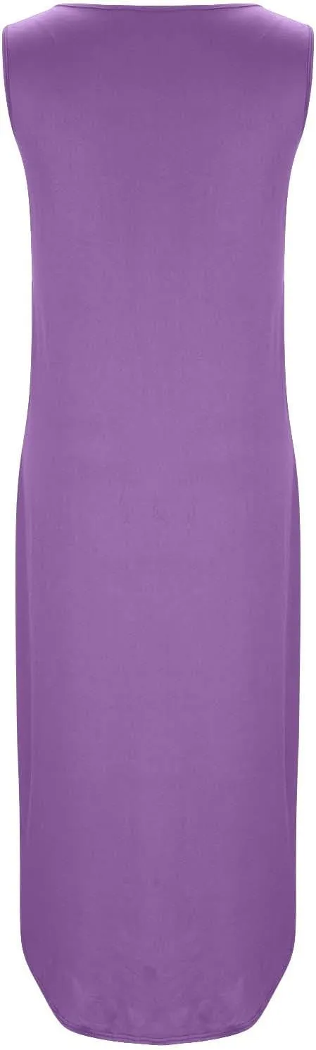 Midi Dresses for Women 2025 Boho V Neck Sleeveless Tank Sundresses Casual Loose Beach Long Maxi Dress Summer Dress