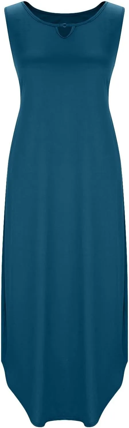 Midi Dresses for Women 2025 Boho V Neck Sleeveless Tank Sundresses Casual Loose Beach Long Maxi Dress Summer Dress