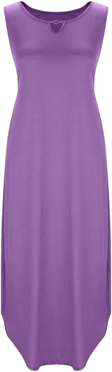 Midi Dresses for Women 2025 Boho V Neck Sleeveless Tank Sundresses Casual Loose Beach Long Maxi Dress Summer Dress