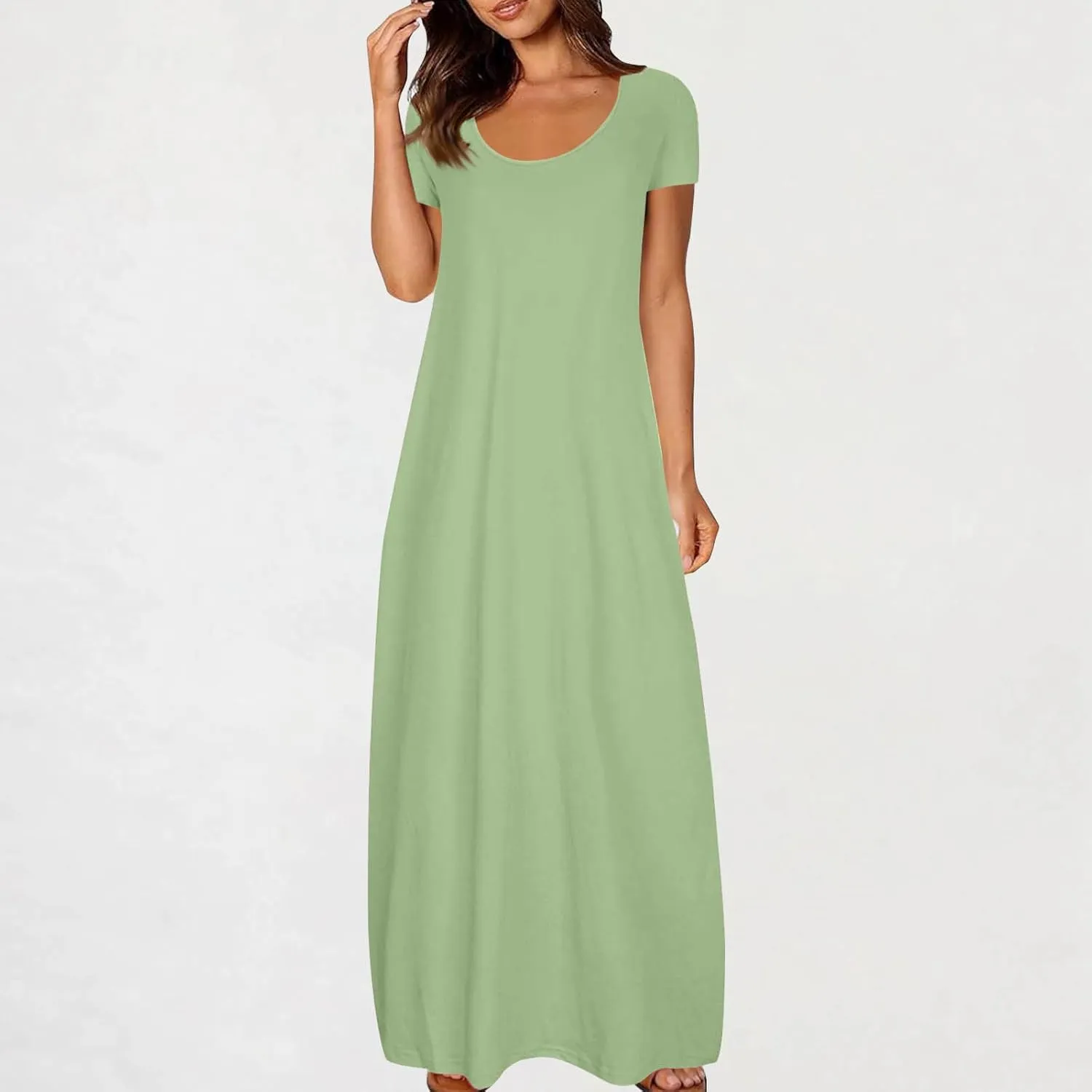 Midi Dresses for Women Casual Ruffle Summer Maxi Dress 2025 Vacation Boho Beach Sundresses Flowy Long Dress Pockets