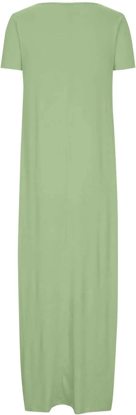 Midi Dresses for Women Casual Ruffle Summer Maxi Dress 2025 Vacation Boho Beach Sundresses Flowy Long Dress Pockets