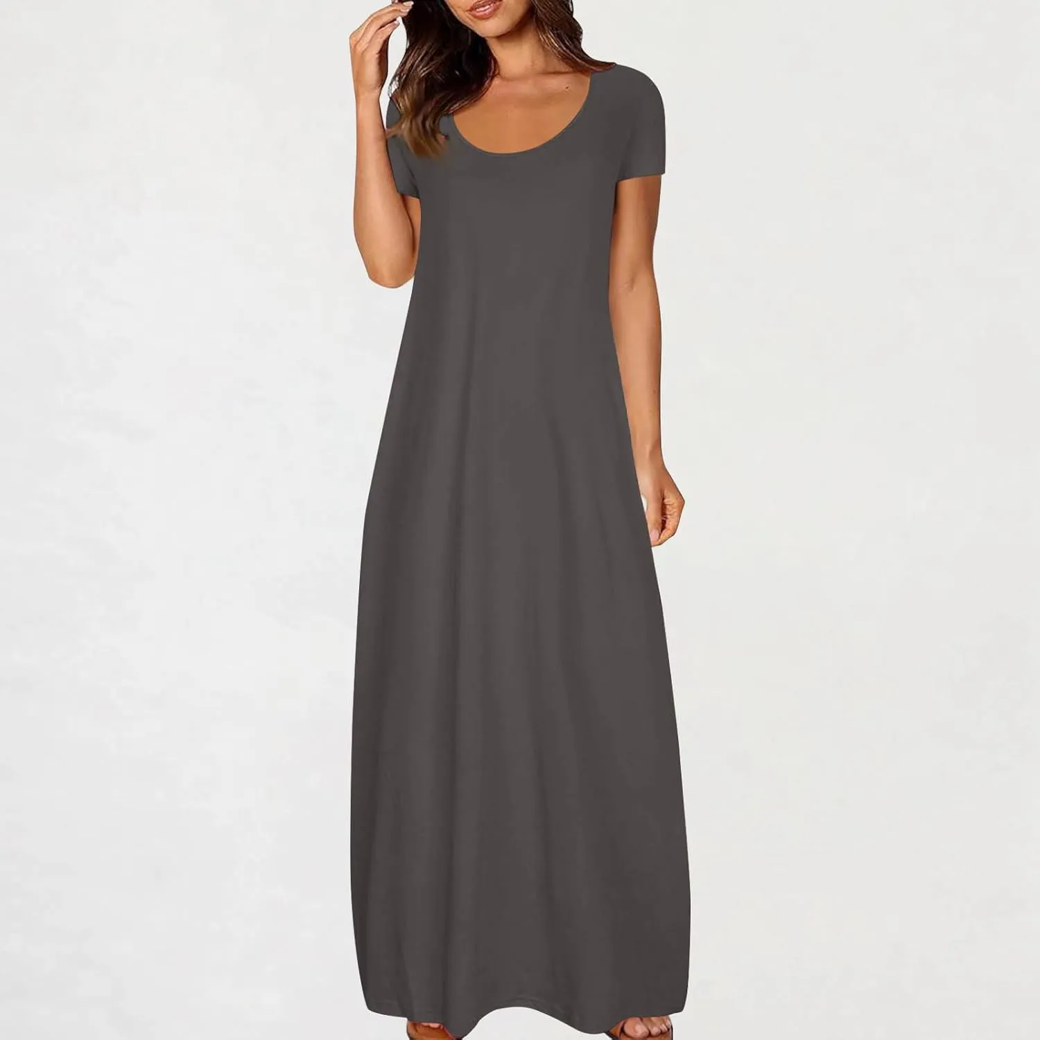 Midi Dresses for Women Casual Ruffle Summer Maxi Dress 2025 Vacation Boho Beach Sundresses Flowy Long Dress Pockets