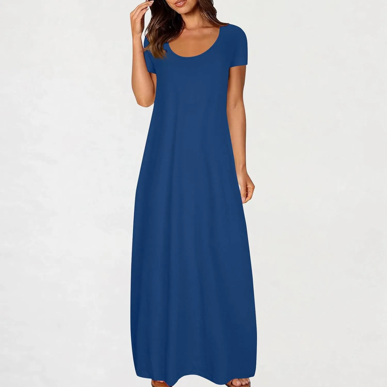Midi Dresses for Women Casual Ruffle Summer Maxi Dress 2025 Vacation Boho Beach Sundresses Flowy Long Dress Pockets