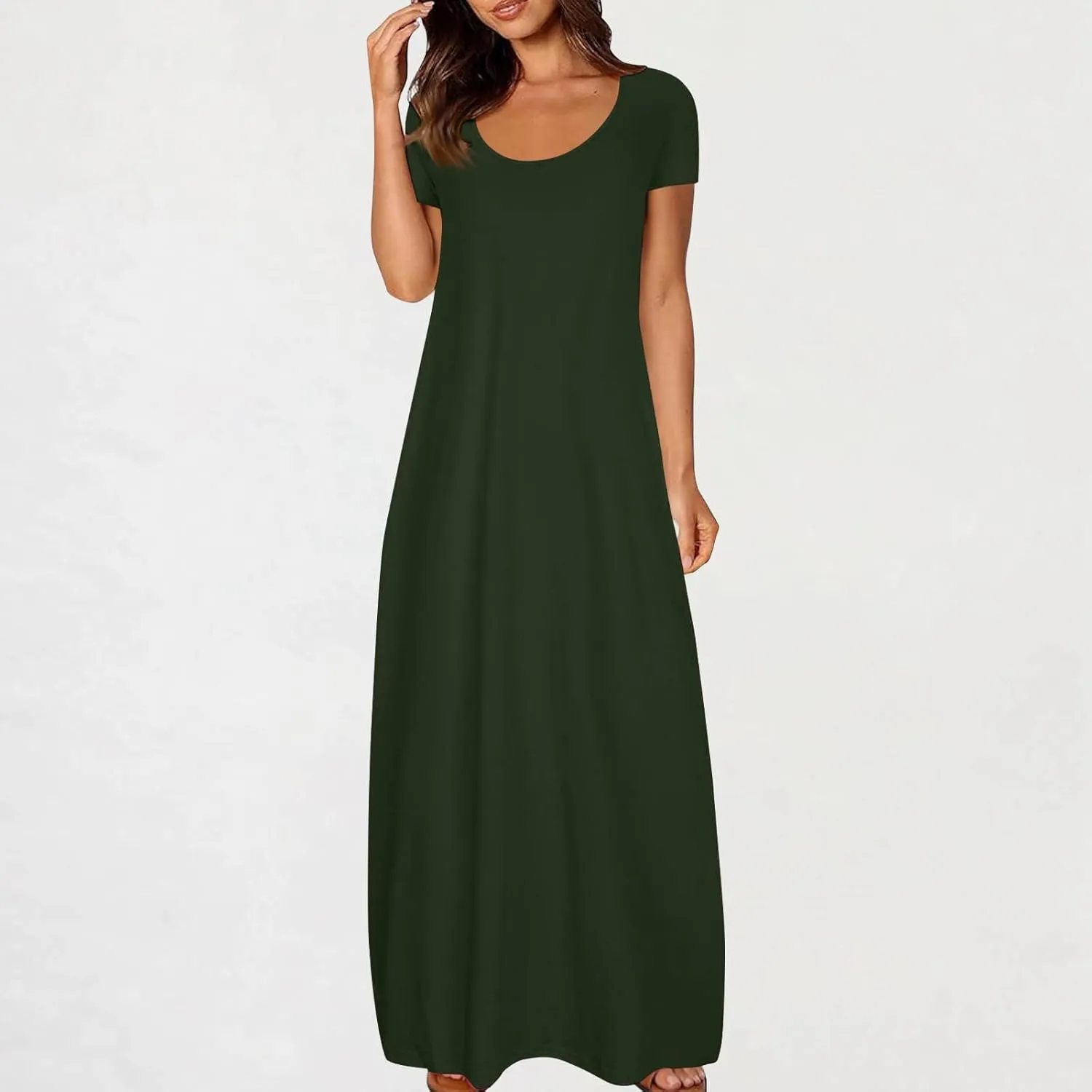 Midi Dresses for Women Casual Ruffle Summer Maxi Dress 2025 Vacation Boho Beach Sundresses Flowy Long Dress Pockets
