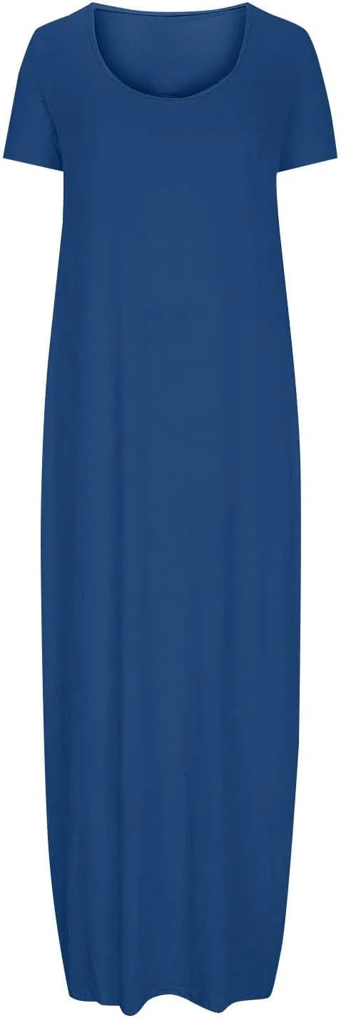 Midi Dresses for Women Casual Ruffle Summer Maxi Dress 2025 Vacation Boho Beach Sundresses Flowy Long Dress Pockets
