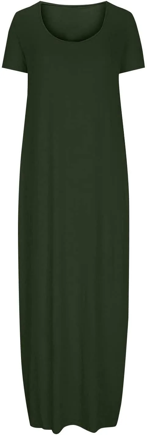 Midi Dresses for Women Casual Ruffle Summer Maxi Dress 2025 Vacation Boho Beach Sundresses Flowy Long Dress Pockets