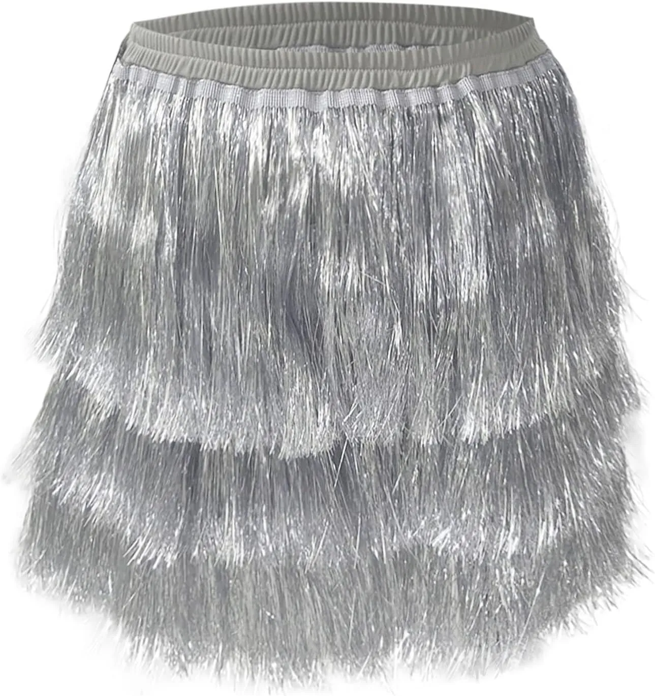 Midi Skirt Women Sequin Tassel Skirt Three Layered Dance Skirt for Dancing Party Nightclub Skirts for Women 011