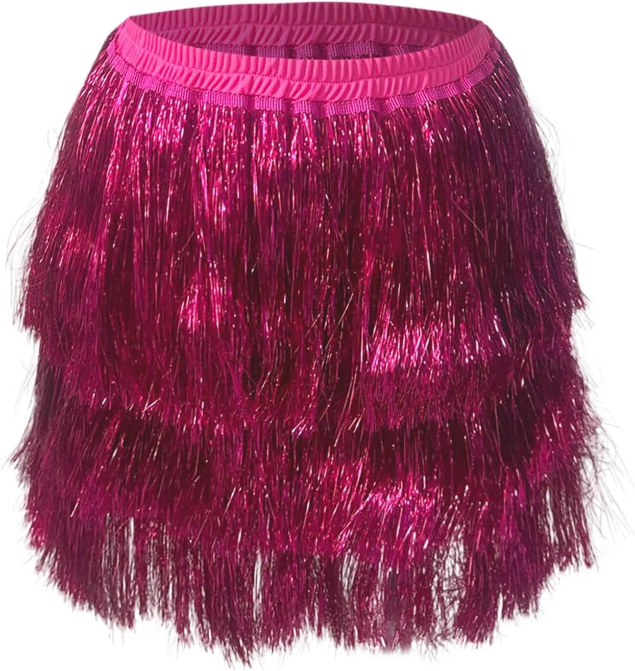 Midi Skirt Women Sequin Tassel Skirt Three Layered Dance Skirt for Dancing Party Nightclub