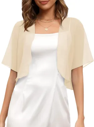 Missufe Women's Summer Short Sleeve Cropped Shrugs Sheer Lightweight Chiffon Bolero Cardigans