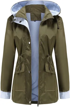 MODFUL Womens lightweight Jackets Waterproof Rain Jacket Windbreaker Outdoor Trench Coats With Hood