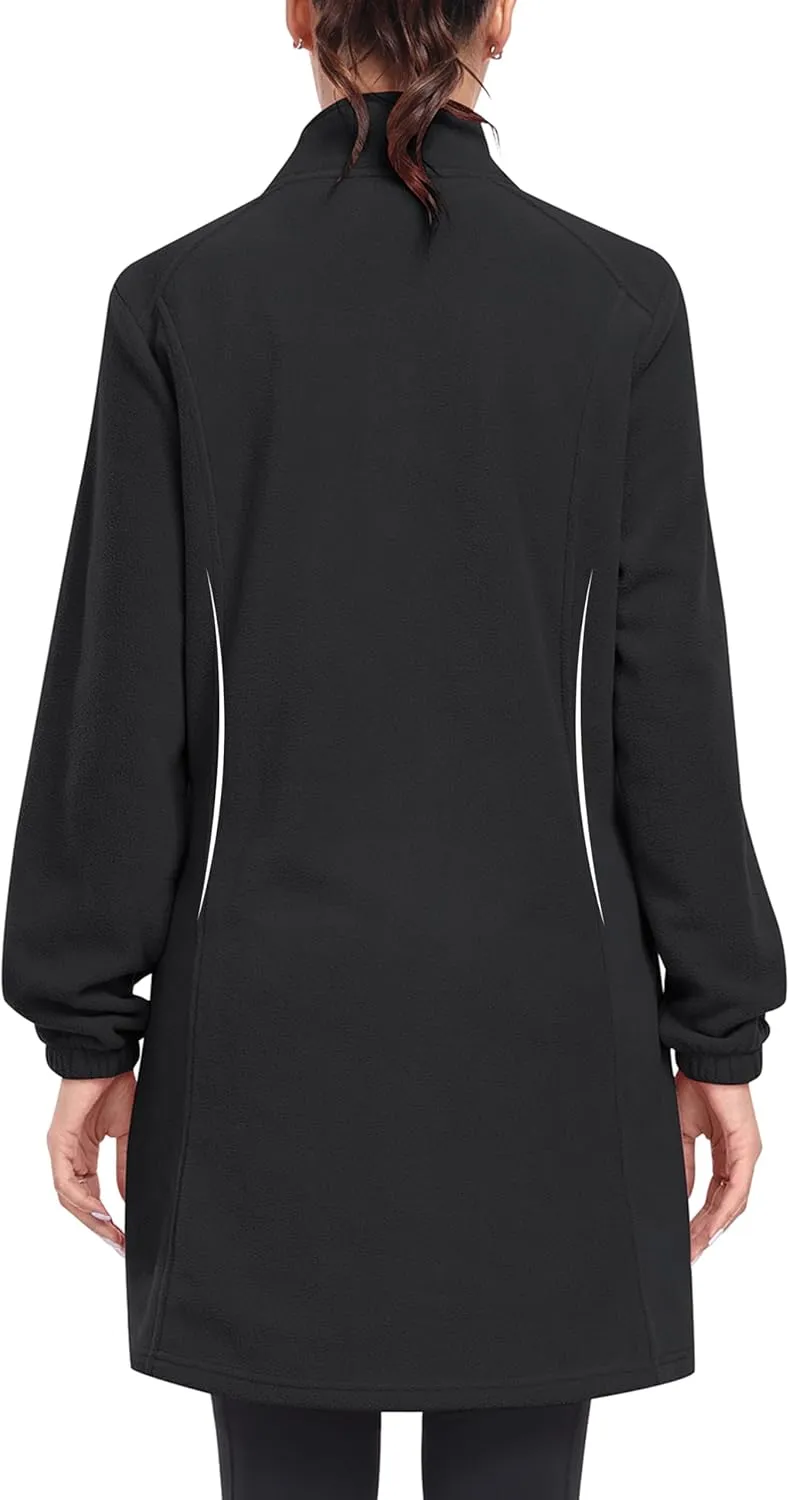 MoFiz Women's Fleece Dress Quarter Zip Winter Warm Golf Dress Jackets with Pockets