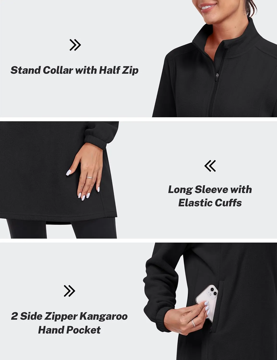 MoFiz Women's Fleece Dress Quarter Zip Winter Warm Golf Dress Jackets with Pockets