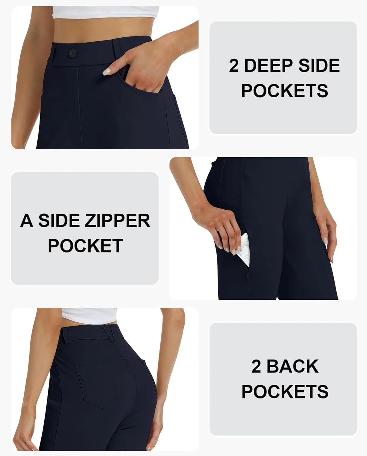 MoFiz Women's Yoga Dress Bootcut Work Slacks Stretch Office Casual Golf Pants Petite/Regular/29/31