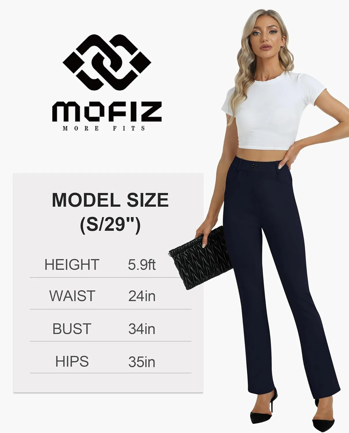 MoFiz Women's Yoga Dress Bootcut Work Slacks Stretch Office Casual Golf Pants Petite/Regular/29/31