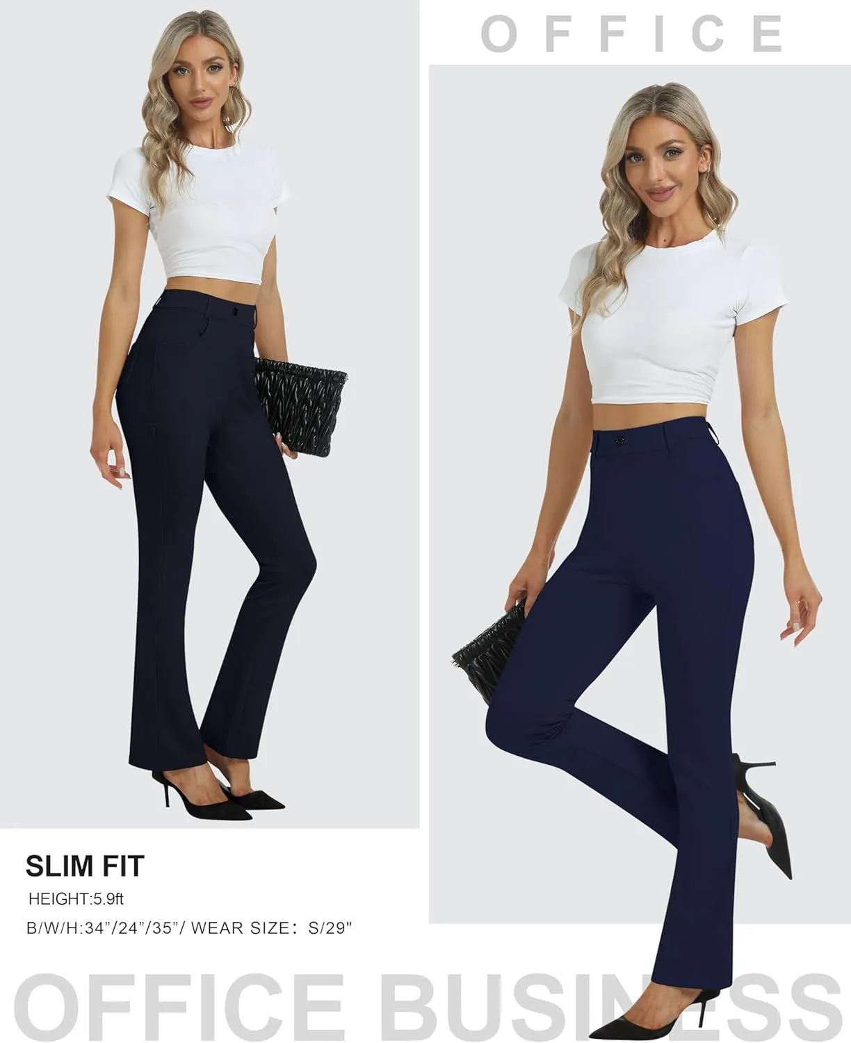 MoFiz Women's Yoga Dress Bootcut Work Slacks Stretch Office Casual Golf Pants Petite/Regular/29/31