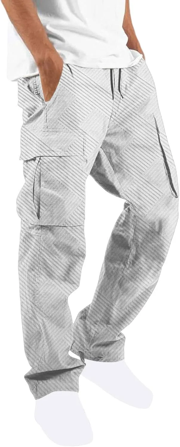 Muscularfit Cargo Pant for Men Big and Tall Casual Athletic Jogger Sport Outdoor Trousers Relaxed Fit Multi Pockets Sweatpant