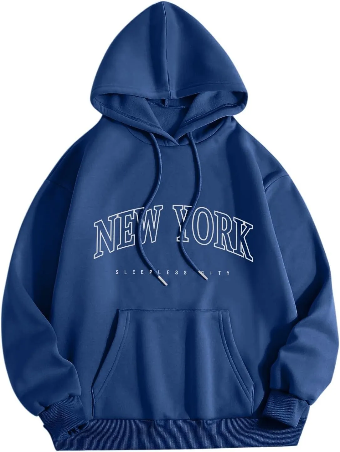 New York Hoodie Women Graphic Pullover Long Sleeve Comfy Casual Hooded Sweatshirts Pocket Fall Clothes Teen Girls