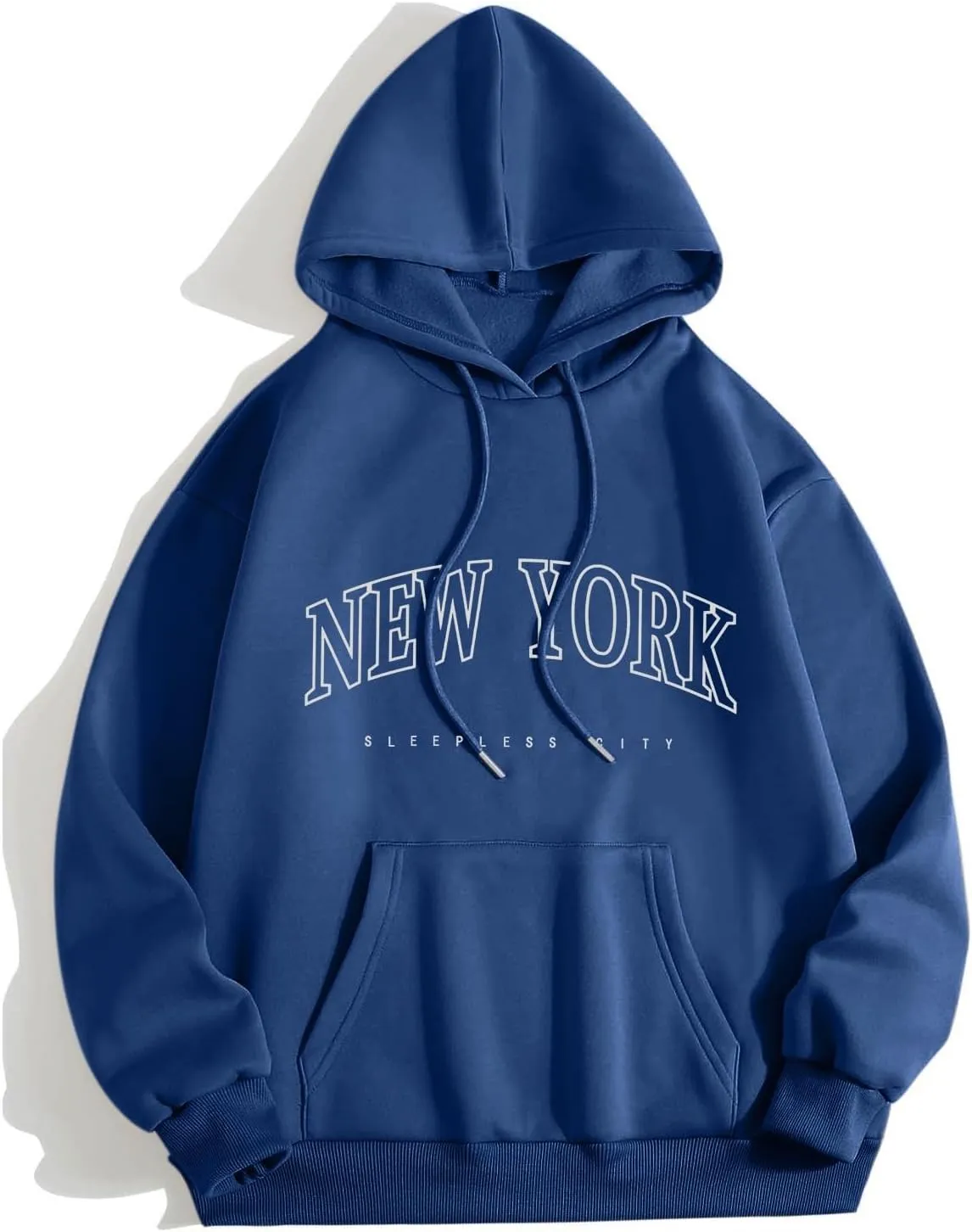 New York Hoodie Women Graphic Pullover Long Sleeve Comfy Casual Hooded Sweatshirts Pocket Fall Clothes Teen Girls