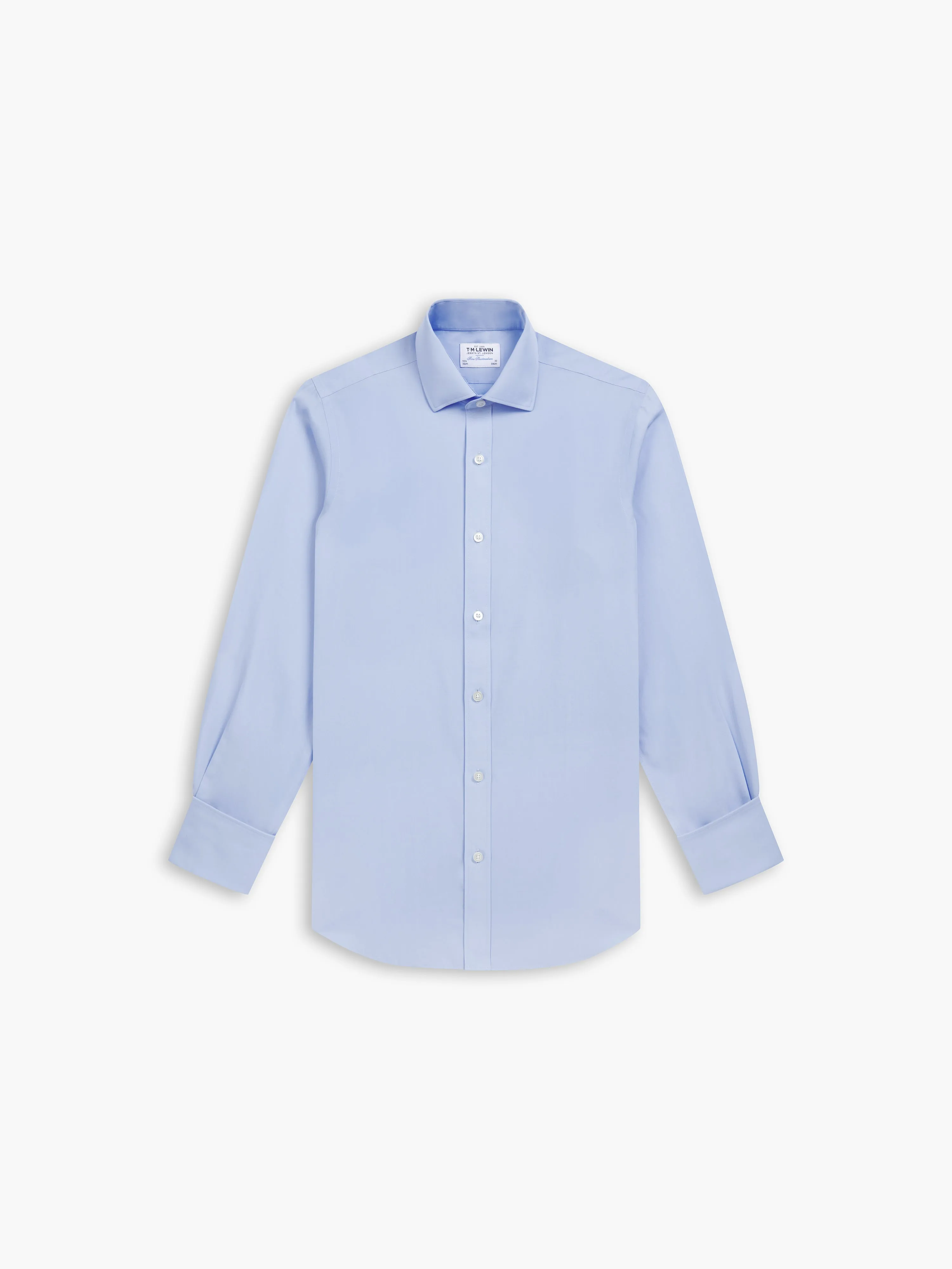 Non-Iron Light Blue Poplin Fitted Single Cuff Classic Collar Shirt