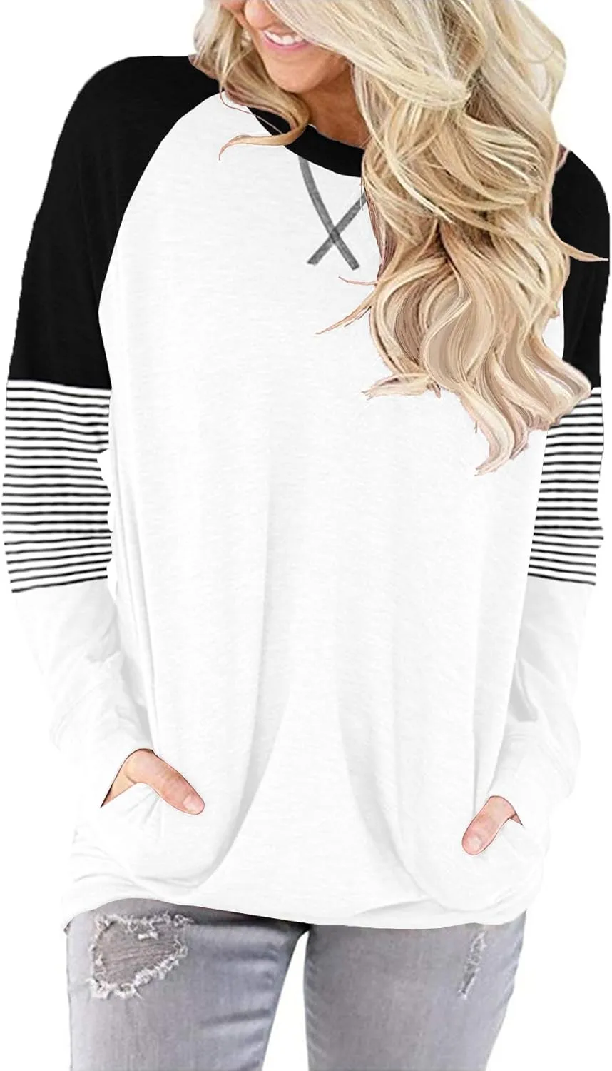onlypuff Womens Pocket Shirts Pullover Sweatshirt Loose Fit