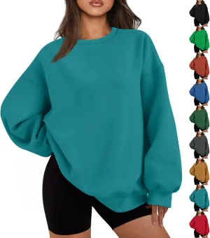 Oversized Crewneck Sweatshirts Women Casual Long Sleeve Pullover Sweaters Drop Shoulder Comfy Fleece Sweatshirts
