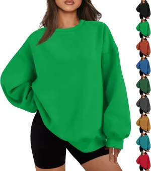 Oversized Crewneck Sweatshirts Women Casual Long Sleeve Pullover Sweaters Drop Shoulder Comfy Fleece Sweatshirts