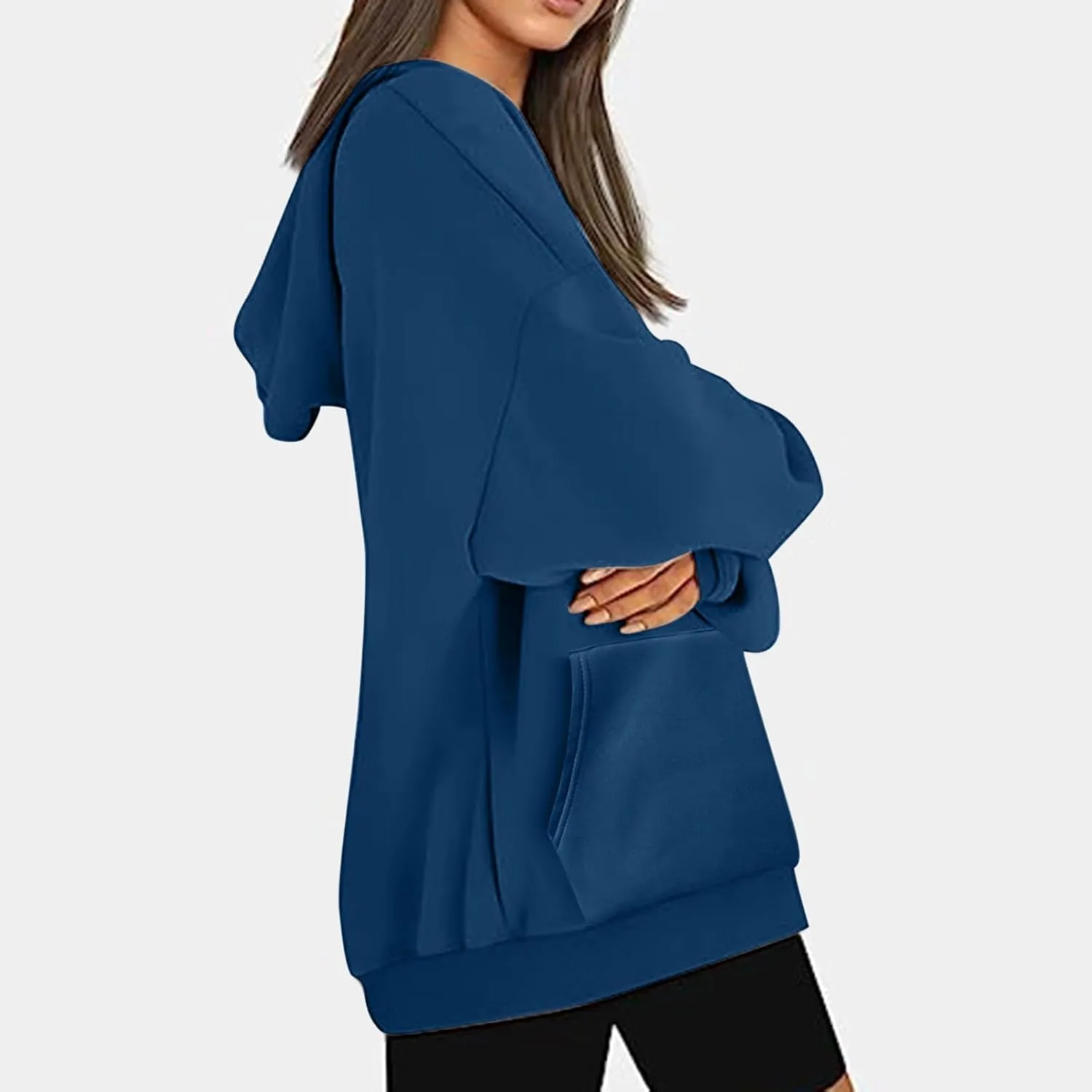 Oversized Drawstring Hoodies For Women Casual Long Sleeve Pullover Tops Comfy Hooded Sweatshirts Fall Fashion Outfits