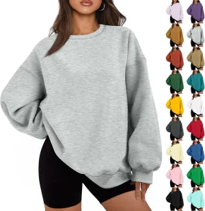 Oversized Sweatshirt for Women Fleece Long Sleeve Crewneck Sweatshirts Cute Casual Comfy Preppy Pullover Sweaters