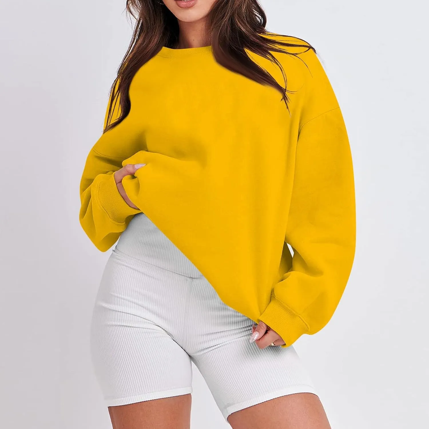 Oversized Sweatshirt for Women Fleece Long Sleeve Crewneck Sweatshirts Cute Casual Comfy Preppy Pullover Sweaters