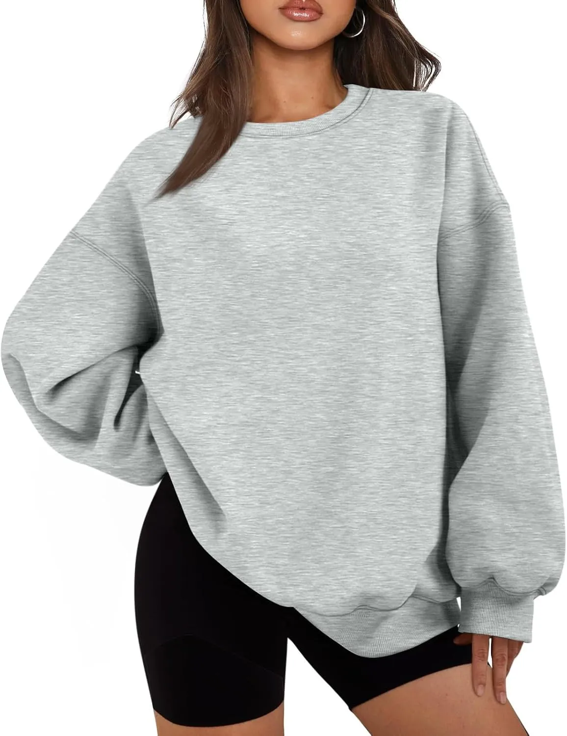 Oversized Sweatshirt for Women Fleece Long Sleeve Crewneck Sweatshirts Cute Casual Comfy Preppy Pullover Sweaters