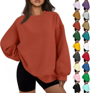 Oversized Sweatshirt for Women Fleece Long Sleeve Crewneck Sweatshirts Cute Casual Comfy Preppy Pullover Sweaters
