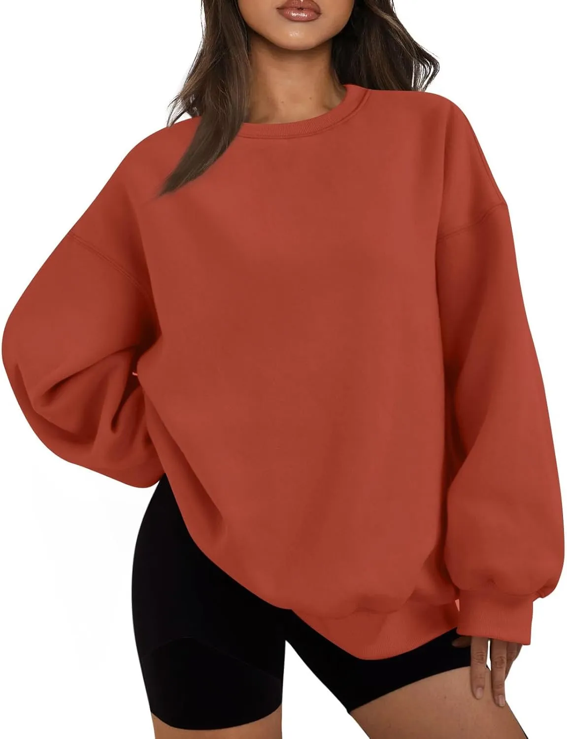 Oversized Sweatshirt for Women Fleece Long Sleeve Crewneck Sweatshirts Cute Casual Comfy Preppy Pullover Sweaters