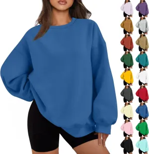 Oversized Sweatshirt for Women Fleece Long Sleeve Crewneck Sweatshirts Cute Casual Comfy Preppy Pullover Sweaters