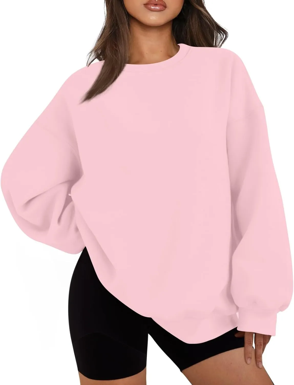 Oversized Sweatshirt for Women Fleece Long Sleeve Crewneck Sweatshirts Cute Casual Comfy Preppy Pullover Sweaters