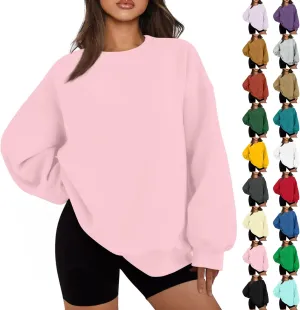 Oversized Sweatshirt for Women Fleece Long Sleeve Crewneck Sweatshirts Cute Casual Comfy Preppy Pullover Sweaters