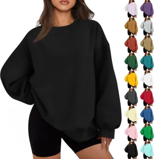Oversized Sweatshirt for Women Fleece Long Sleeve Crewneck Sweatshirts Cute Casual Comfy Preppy Pullover Sweaters