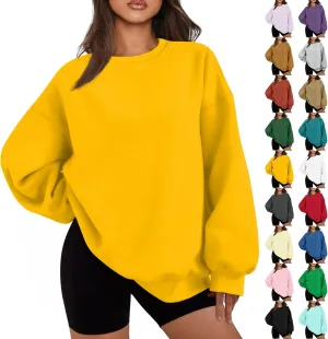 Oversized Sweatshirt for Women Fleece Long Sleeve Crewneck Sweatshirts Cute Casual Comfy Preppy Pullover Sweaters