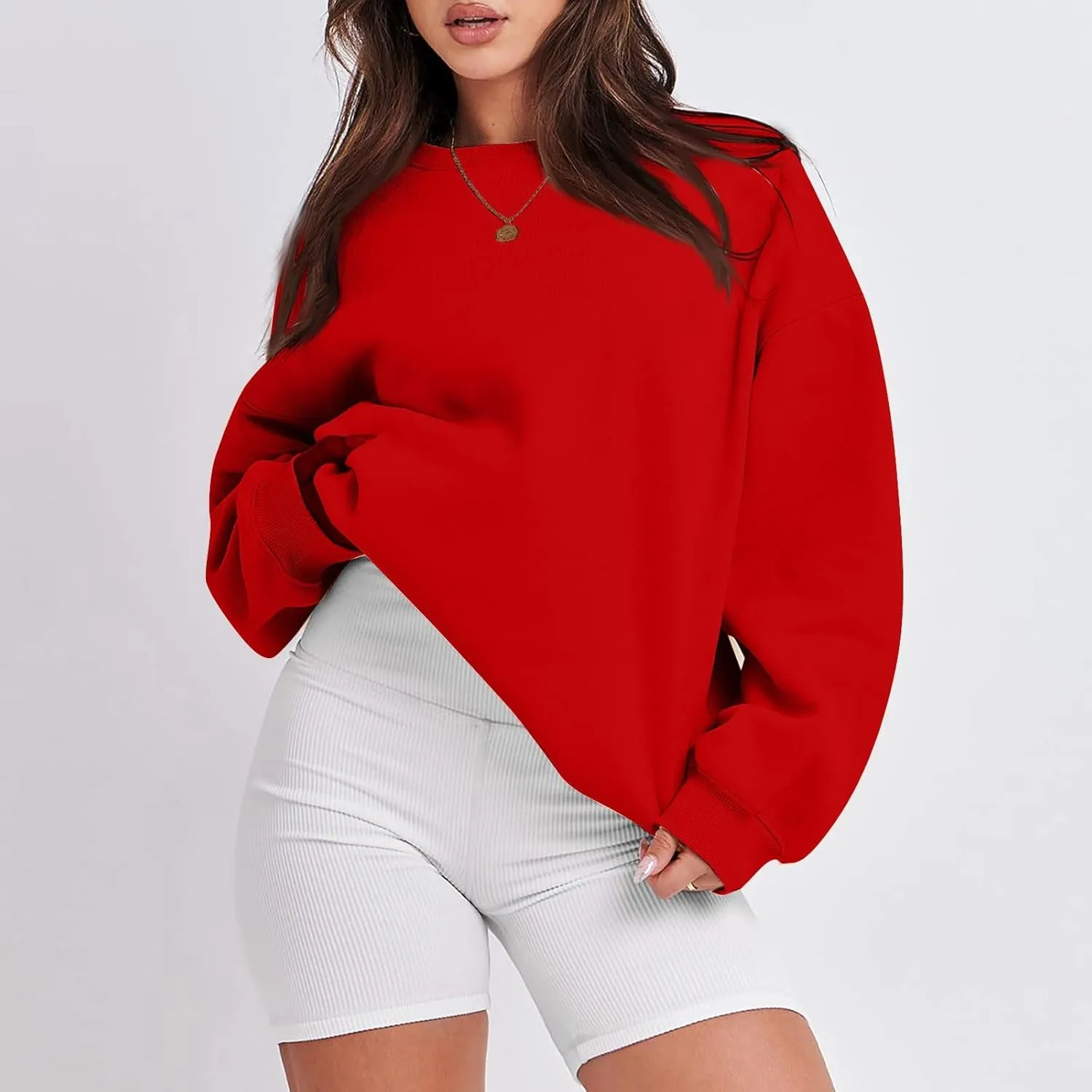Oversized Sweatshirt For Women,2024 Fall Casual Crewneck Pullover Sweatshirt Soft Comfy Fleece Long Sleeve Sweatshirt
