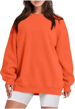 Oversized Sweatshirt For Women,2024 Fall Casual Crewneck Pullover Sweatshirt Soft Comfy Fleece Long Sleeve Sweatshirt