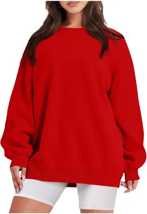 Oversized Sweatshirt For Women,2024 Fall Casual Crewneck Pullover Sweatshirt Soft Comfy Fleece Long Sleeve Sweatshirt