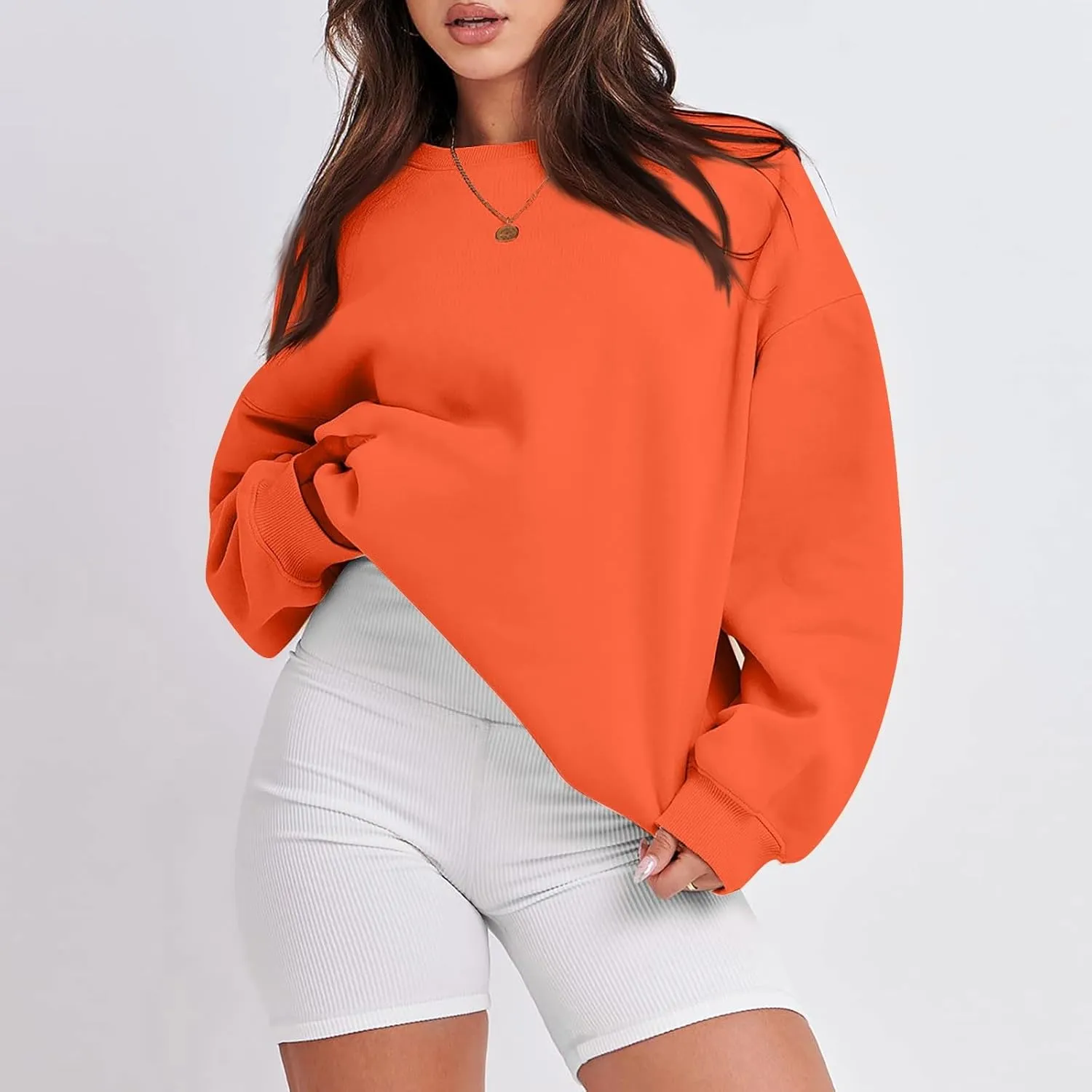 Oversized Sweatshirt For Women,2024 Fall Casual Crewneck Pullover Sweatshirt Soft Comfy Fleece Long Sleeve Sweatshirt