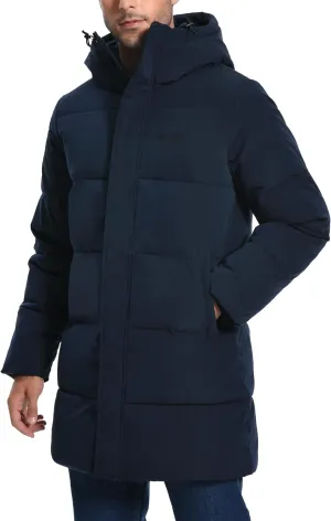 Pioneer Camp Mens Long Winter Coat Hooded Waterproof Insulated Puffer Jacket Thicken Puffy Warm Down Windbreaker Parka