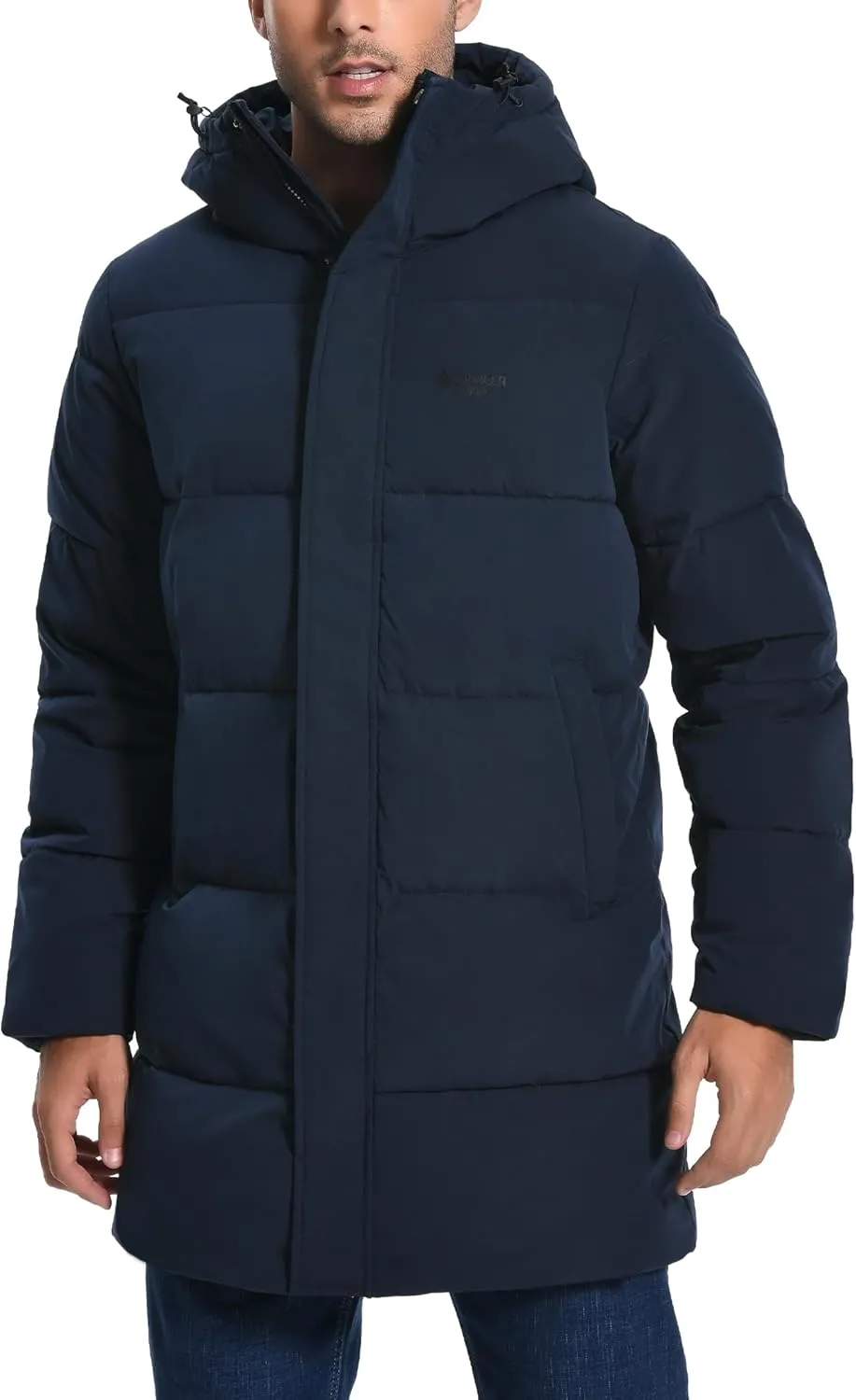 Pioneer Camp Mens Long Winter Coat Hooded Waterproof Insulated Puffer Jacket Thicken Puffy Warm Down Windbreaker Parka