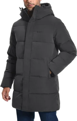 Pioneer Camp Mens Long Winter Coat Hooded Waterproof Insulated Puffer Jacket Thicken Puffy Warm Down Windbreaker Parka