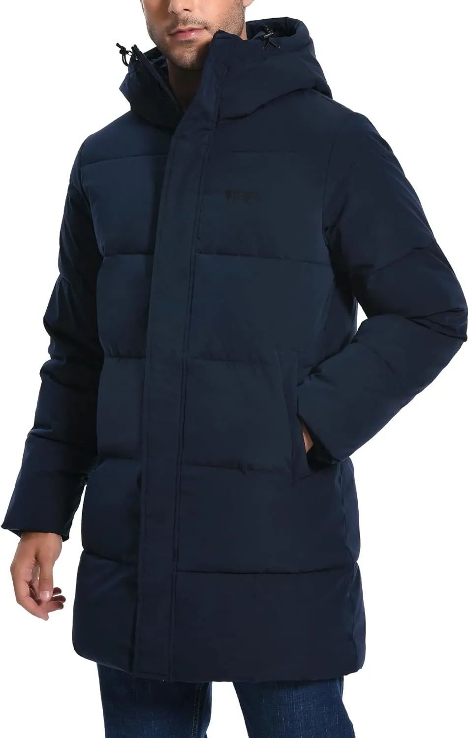 Pioneer Camp Mens Long Winter Coat Hooded Waterproof Insulated Puffer Jacket Thicken Puffy Warm Down Windbreaker Parka