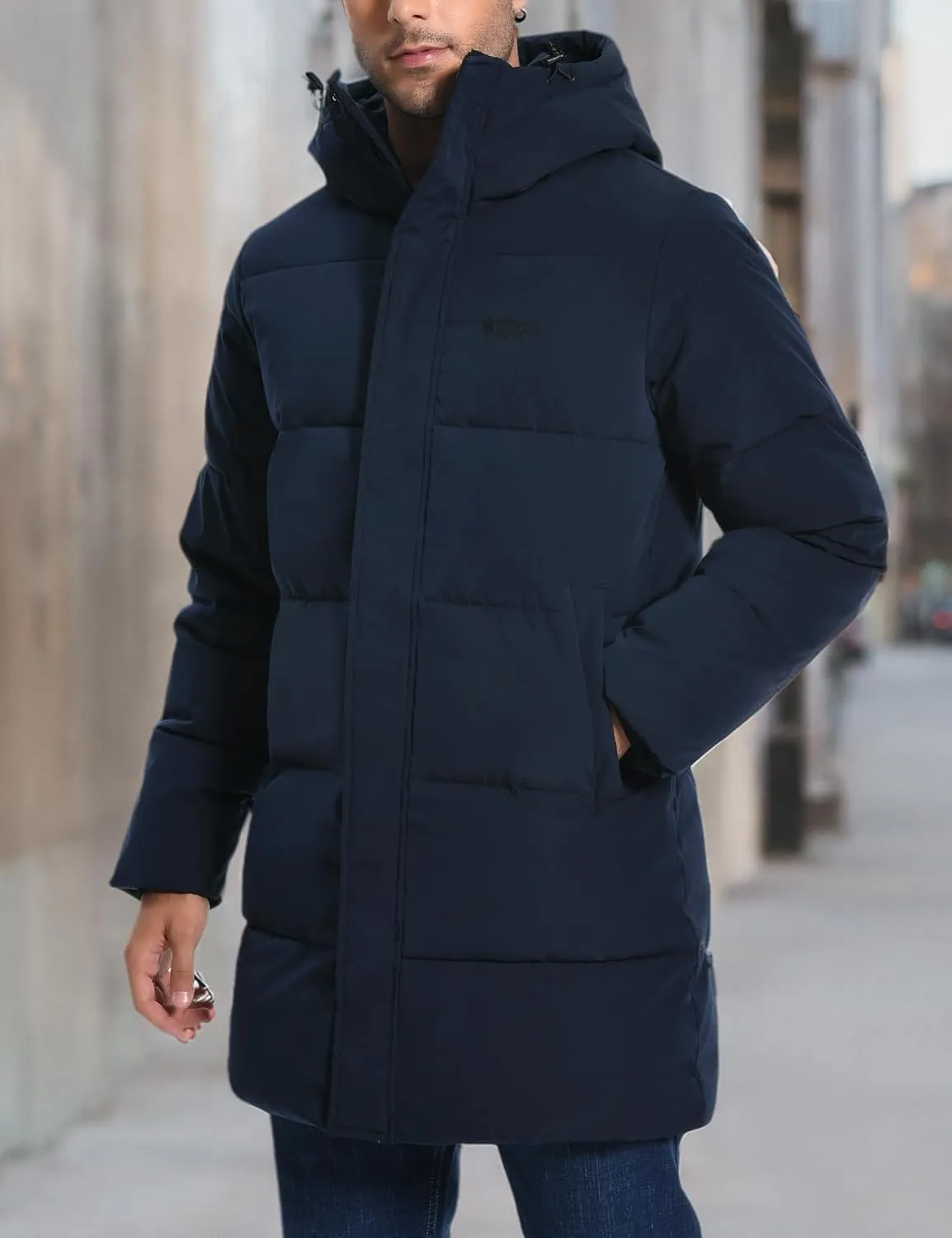 Pioneer Camp Mens Long Winter Coat Hooded Waterproof Insulated Puffer Jacket Thicken Puffy Warm Down Windbreaker Parka