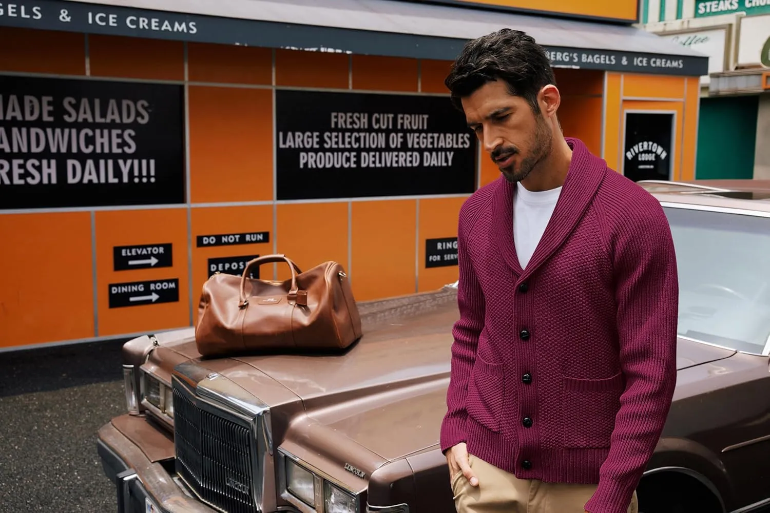 PJ PAUL JONES Mens Shawl Collar Cardigan Sweaters Knit Textured Sweater Button Down Cardigans