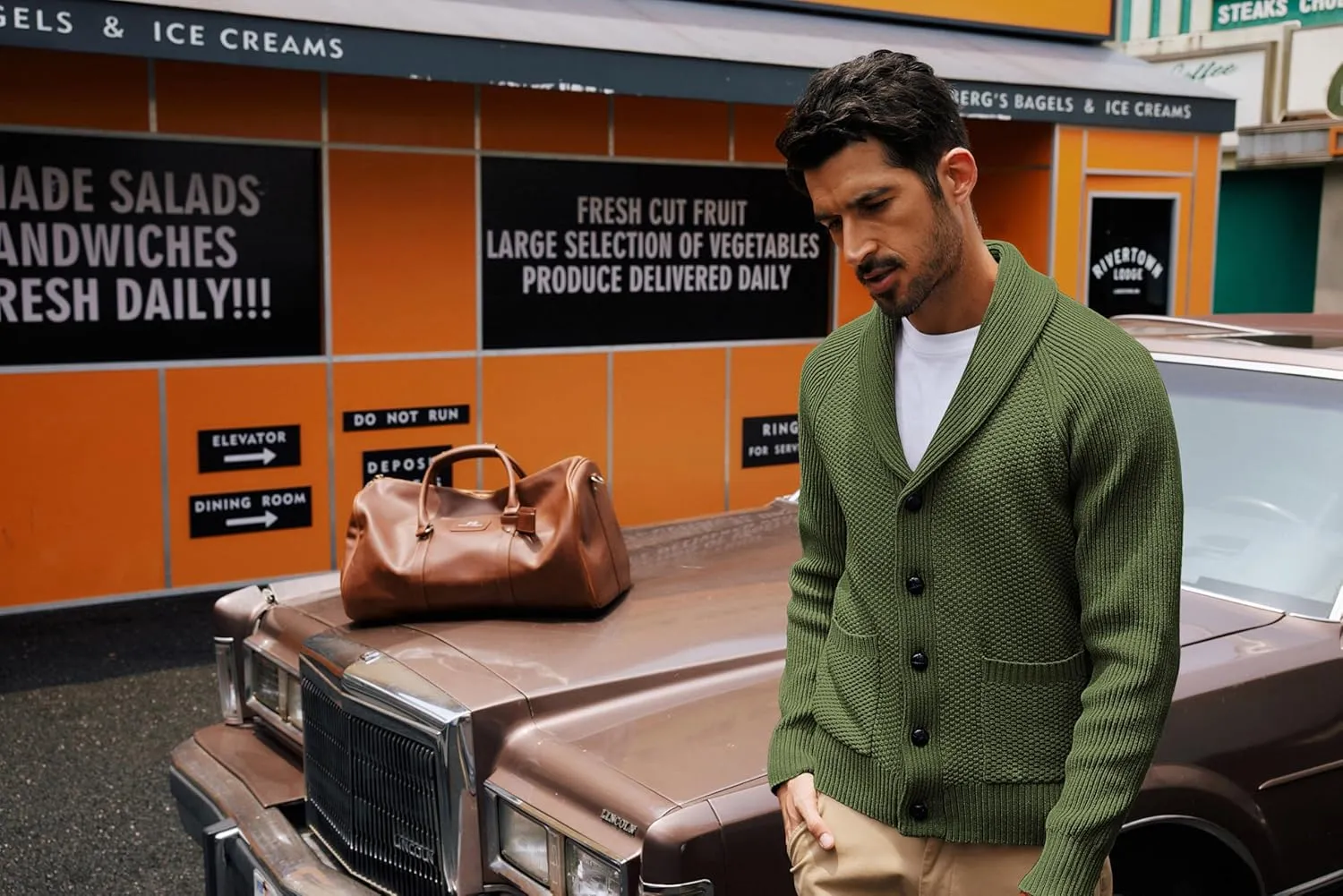 PJ PAUL JONES Mens Shawl Collar Cardigan Sweaters Knit Textured Sweater Button Down Cardigans